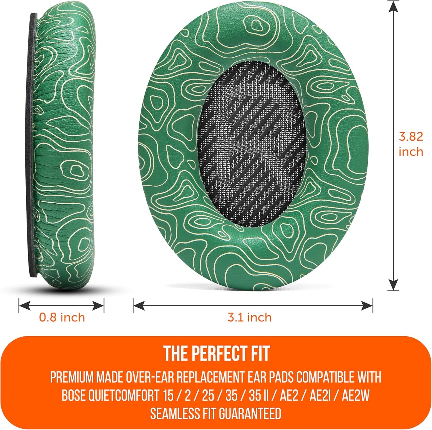 WC Wicked Cushions Upgraded Replacement Ear Pads for Bose QC35 & QC35ii (QuietComfort 35) Headphones & More - Softer Leather, Luxurious Memory Foam, Added Thickness, Extra Durability | Navy Tiger
