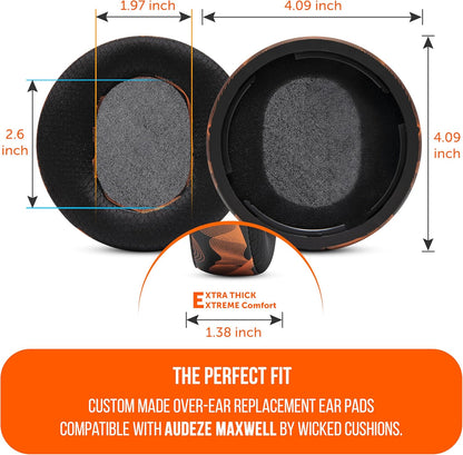 WC Freeze Maxwell - Cooling Gel Replacement Earpads for Audeze Maxwell Headphones by Wicked Cushions - Elevate Comfort, Durability, Thickness & Sound Isolation for Epic Gaming Sessions | Black