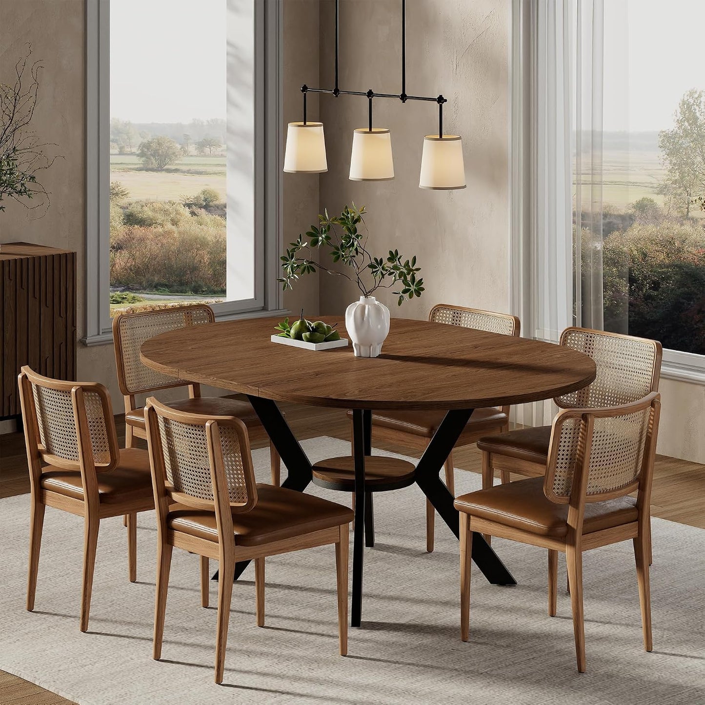 Extendable Round Dining Table to Oval | MECHYIN