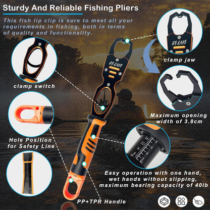 Selake 7 PCS Fishing Tool Kit - Fishing Pliers, Fish Lip Grip w/Weight Scale, Super Line Scissors, Hook Remover | All-in-One Fishing Equipment for Freshwater/Saltwater, Best Gift for Men