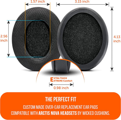 WC Freeze for Arctis Nova - Hybrid Fabric Cooling Gel Replacement Earpads for Arctis Nova Pro Wired, Nova 7, 5, 4, 3, 1 - Made by Wicked Cushions (Does Not Fit Nova Pro Wireless) | Black