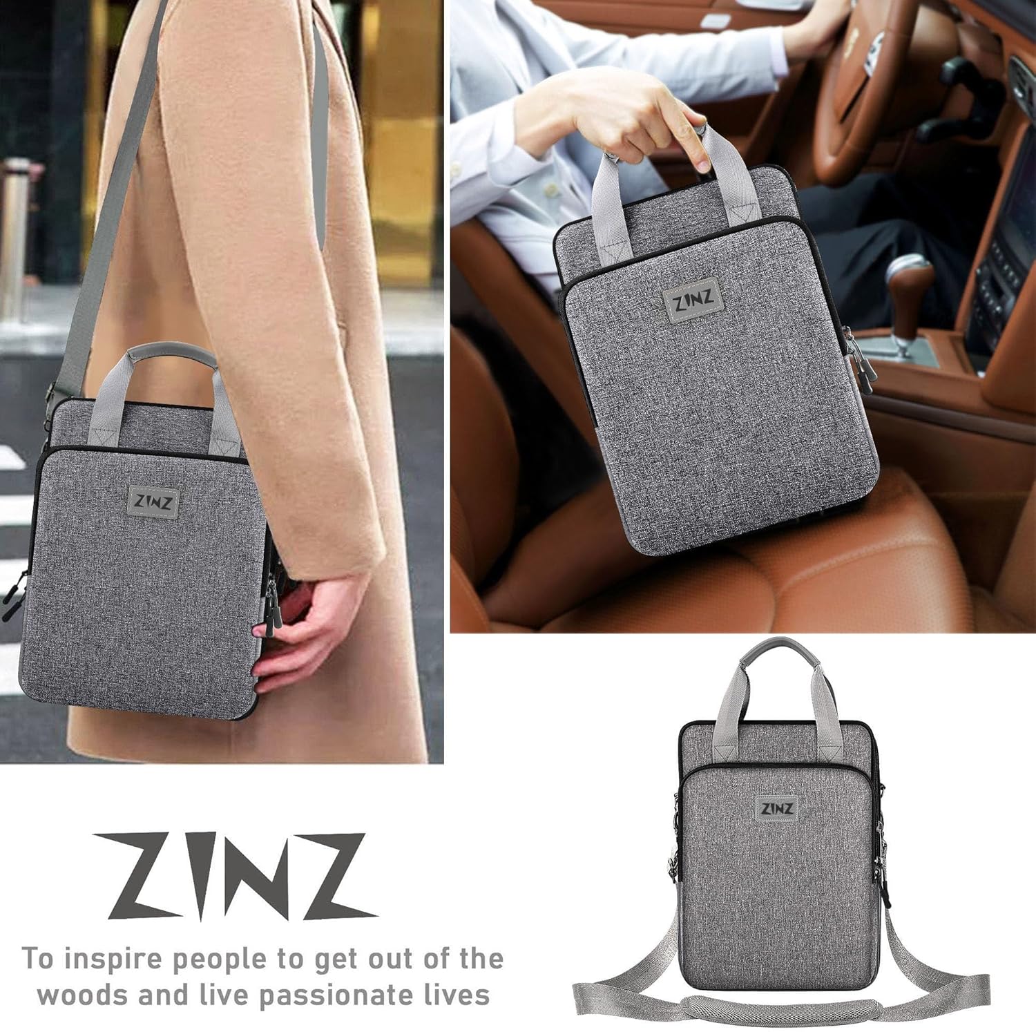ZINZ Slim & Expandable Case 12.9 13 inch Travel Laptop Shoulder Bag for MacBook Air 13" M3/M2/M1, MacBook Pro 13" M2/M1, iPad Pro 12.9"/13"/11", iPad Air 13",L01G03 - PuriLite