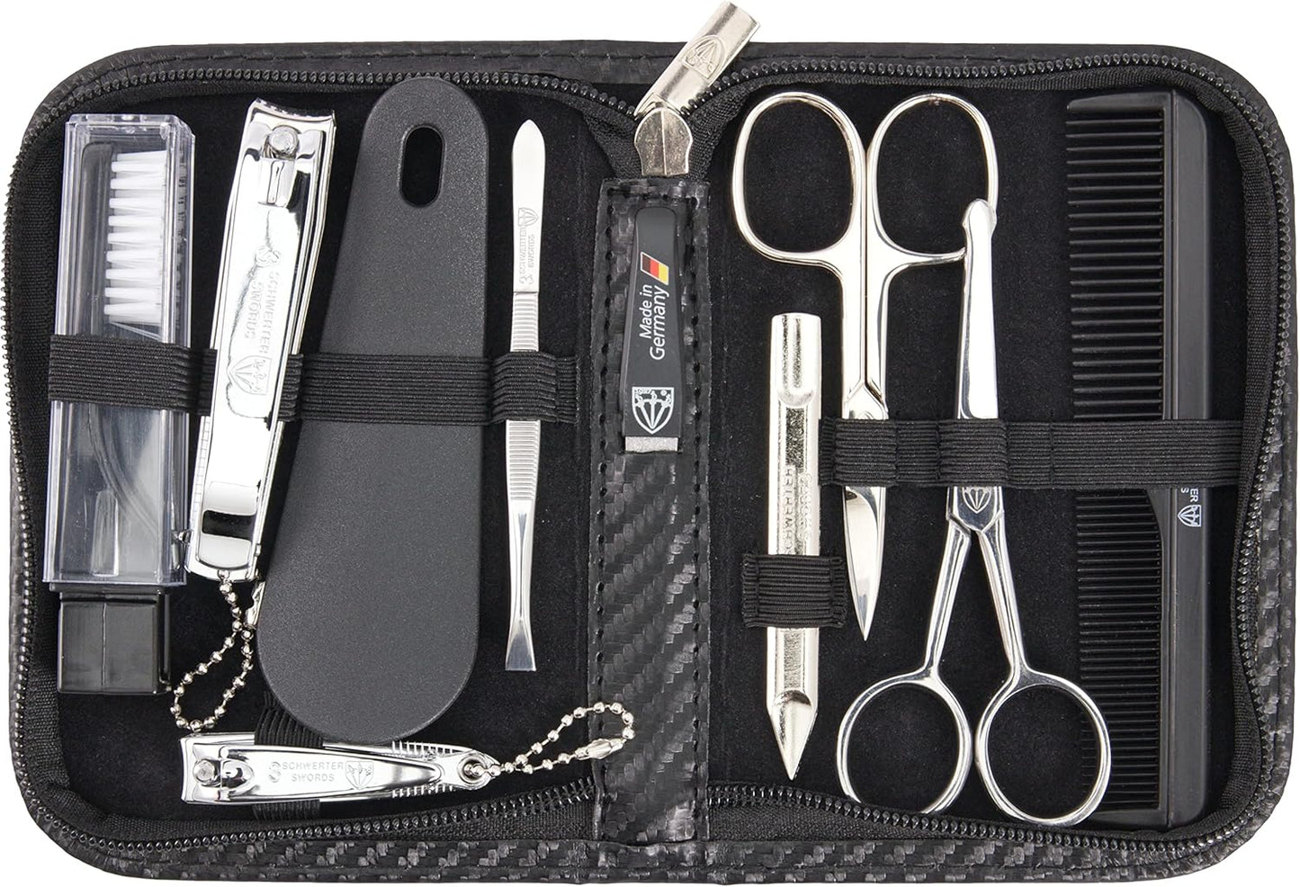 3 Swords Germany - brand quality 10 piece manicure pedicure grooming kit set for professional finger & toe nail care scissors clipper fashion leather case in gift box, Made by 3 Swords (003164)