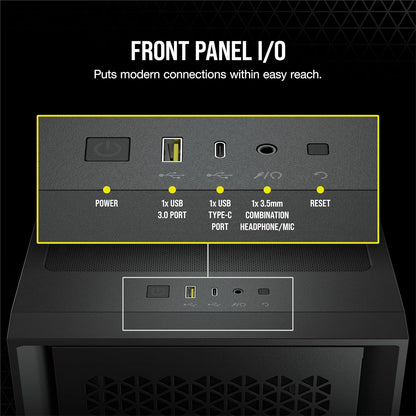 CORSAIR 3000D Airflow Mid-Tower PC Case – 2X SP120 Elite Fans – Four-Slot GPU Support – Fits up to 8X 120mm Fans – High-Airflow Design – Black