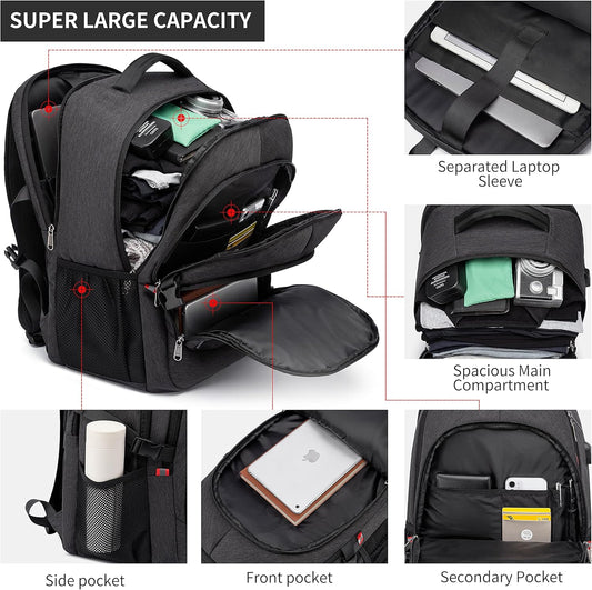 RFID Cafele Laptop Backpack Travel Computer Backpack College Bookbag School Backpack with USB Charging Port - PuriLite