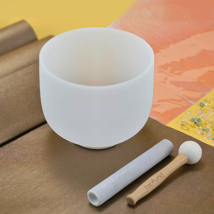 TOPFUND F Note Crystal Singing Bowl Heart Chakra 8 inch with Heavy Duty Carrying Case and Suede Striker