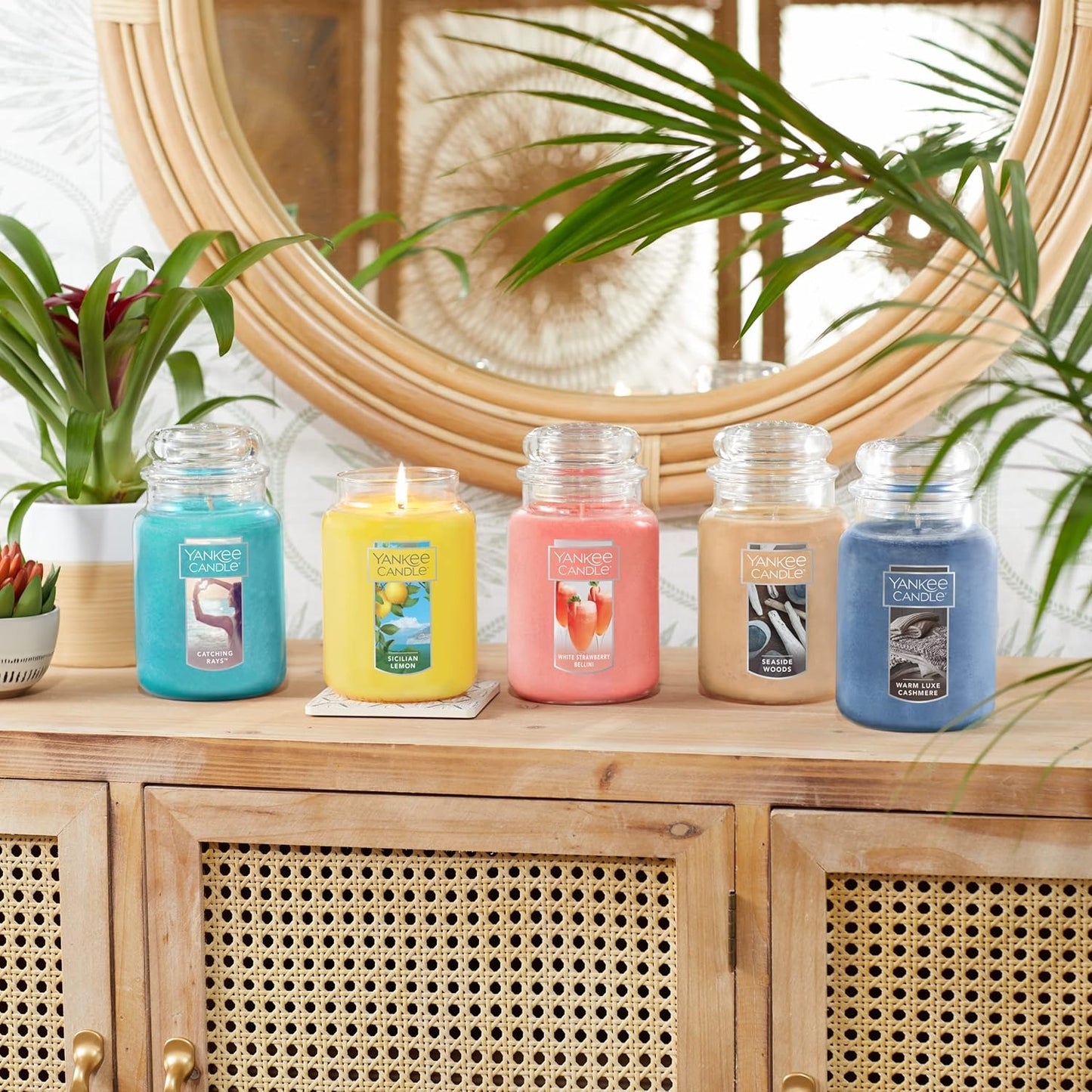 Yankee Candle Scented Candle, Sage & Citrus, Original Large Jar Candle, 110-150 Hours of Burn Time, 22 oz.