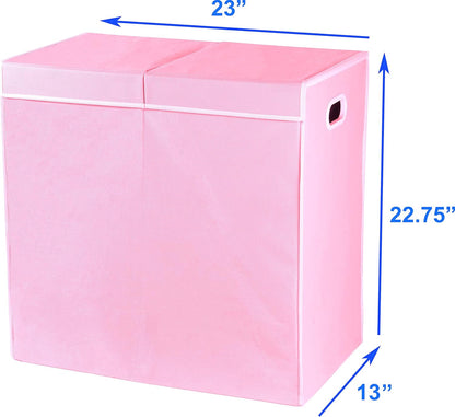 SimpleHouseware Double Laundry Hamper with Lid and Removable Laundry Bags, Beige