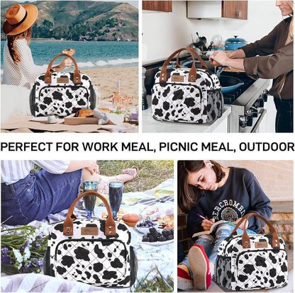 HOMESPON Lunch Bag for Woman Man Adults with Front Pocket Insulated Lunch Tote Lunch Box Container for Work Picnic or Travel(Black)