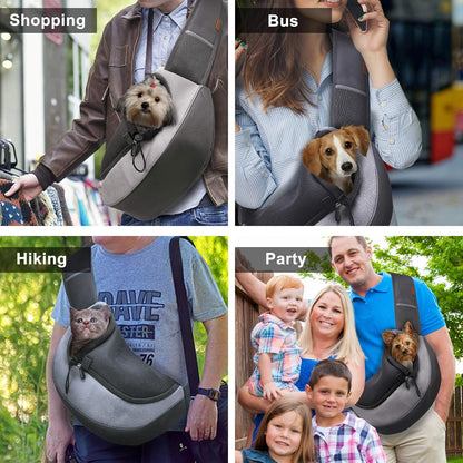 FDJASGY Pet Sling Carrier for Small Dogs Cats,Breathable Mesh Travelling Hand Free Puppy Backpack with Pouch and Adjustable Strap Carrier Grey