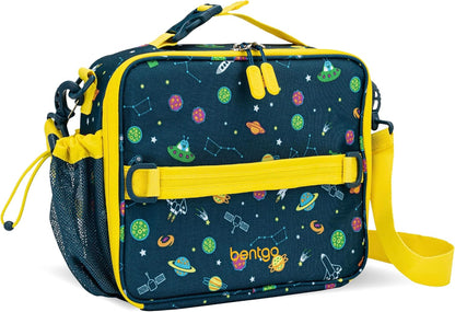 Bentgo® Kids Lunch Bag - Durable, Double Insulated, Water-Resistant Fabric, Interior & Exterior Zippered Pockets, Water Bottle Holder - Ideal for Children 3+ (Shark)