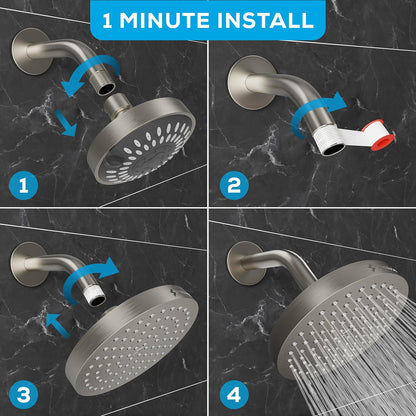 SparkPod Shower Head - High Pressure Rain - Premium Quality Luxury Design - 1-Min Install - Easy Clean Adjustable Replacement for Your Bathroom Shower Heads (Luxury Polished Chrome, 6 Inch Round)