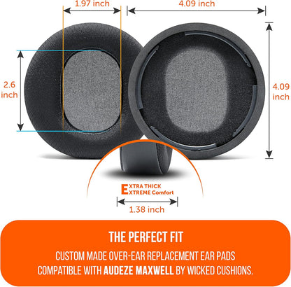 WC Freeze Maxwell - Cooling Gel Replacement Earpads for Audeze Maxwell Headphones by Wicked Cushions - Elevate Comfort, Durability, Thickness & Sound Isolation for Epic Gaming Sessions | Black