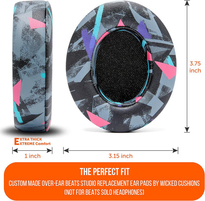 WC Wicked Cushions Replacement Ear Pads for Beats Studio 2 & 3 (B0501, B0500) Wired & Wireless | Does NOT Fit Beats Solo | Softer PU Leather, Enhanced Foam & Stronger Adhesive | Black