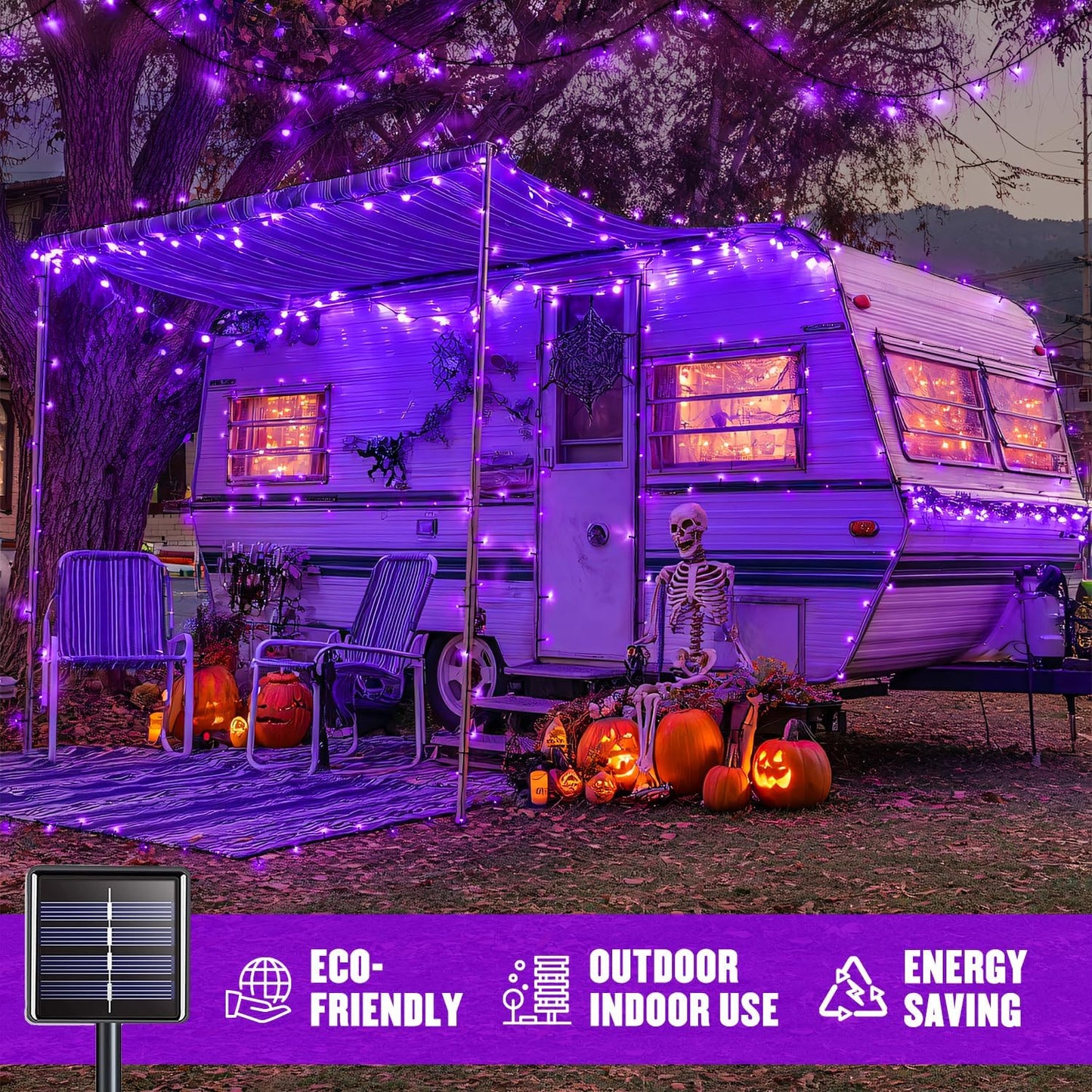 JMEXSUSS 2 Pack 75.5ft Orange Solar Christmas Lights, Total 400 LED Solar String Lights Outdoor Waterproof, 8 Modes Orange Halloween Lights for Tree Patio Garden Thanksgiving Halloween Decorations