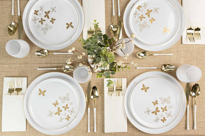 PLASTICPRO [30 Pack 10.7'' Christmass Green Plastic Party Plates Edge Collection Premium heavyweight Elegant Disposable Tableware Dishes