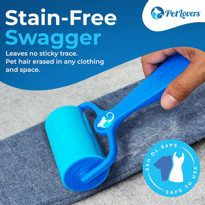 PetLovers Extra Sticky Lint Roller Mega Value Set for Pet Hair Removal, Dog and Cat Lint Remover (1 Pack Reusable)
