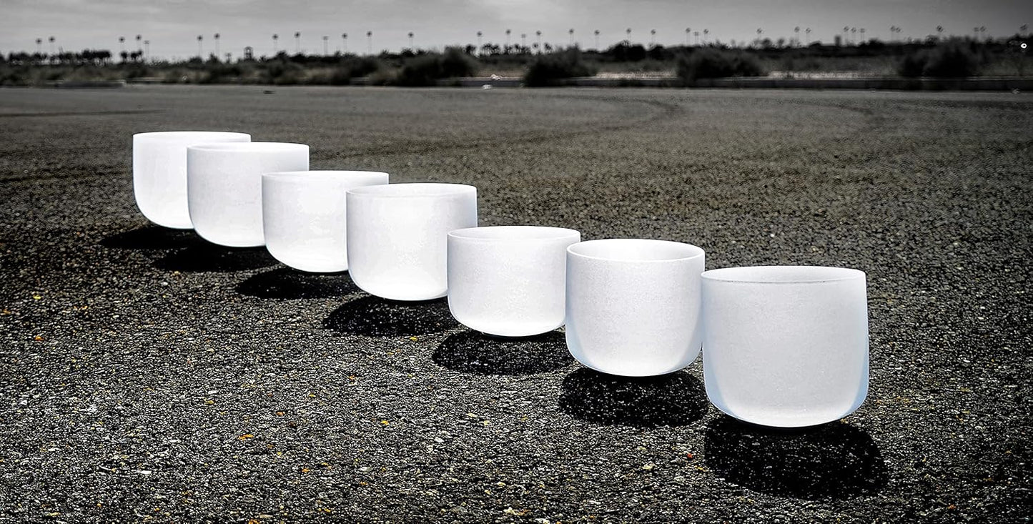 TOPFUND F Note Crystal Singing Bowl Heart Chakra 8 inch with Heavy Duty Carrying Case and Suede Striker