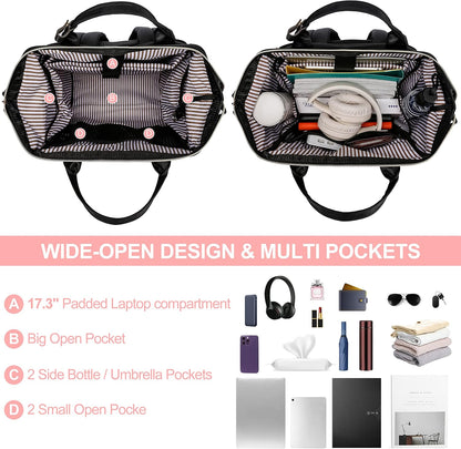 Laptop Backpack for Women Men, Water Resistant Travel Work Backpacks Purse Stylish College Business Teacher Nurse Computer Bag, Fits 17.3" Laptop Light Blue