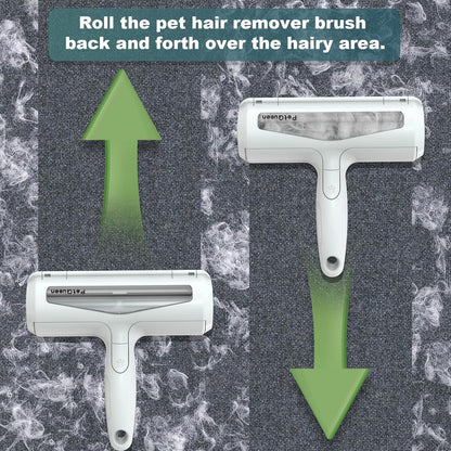 Pet Hair Remover Roller, Reusable Dog Cat Hair Removal Brush, Self Clean Lint Roller Pet Fur from Carpet, Furniture, Rugs, Bedding, Sofa-Green and White