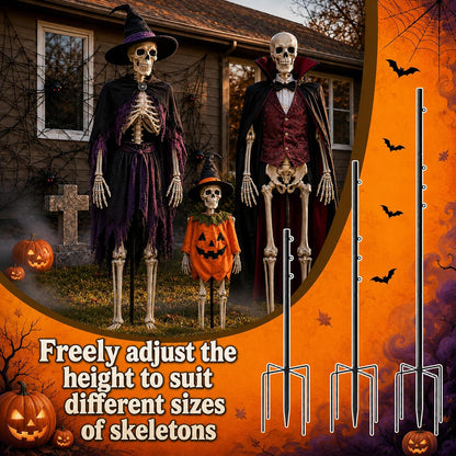 Metal Skeleton Pose Stand, Widened Halloween Skeleton Stand for 5.4Ft