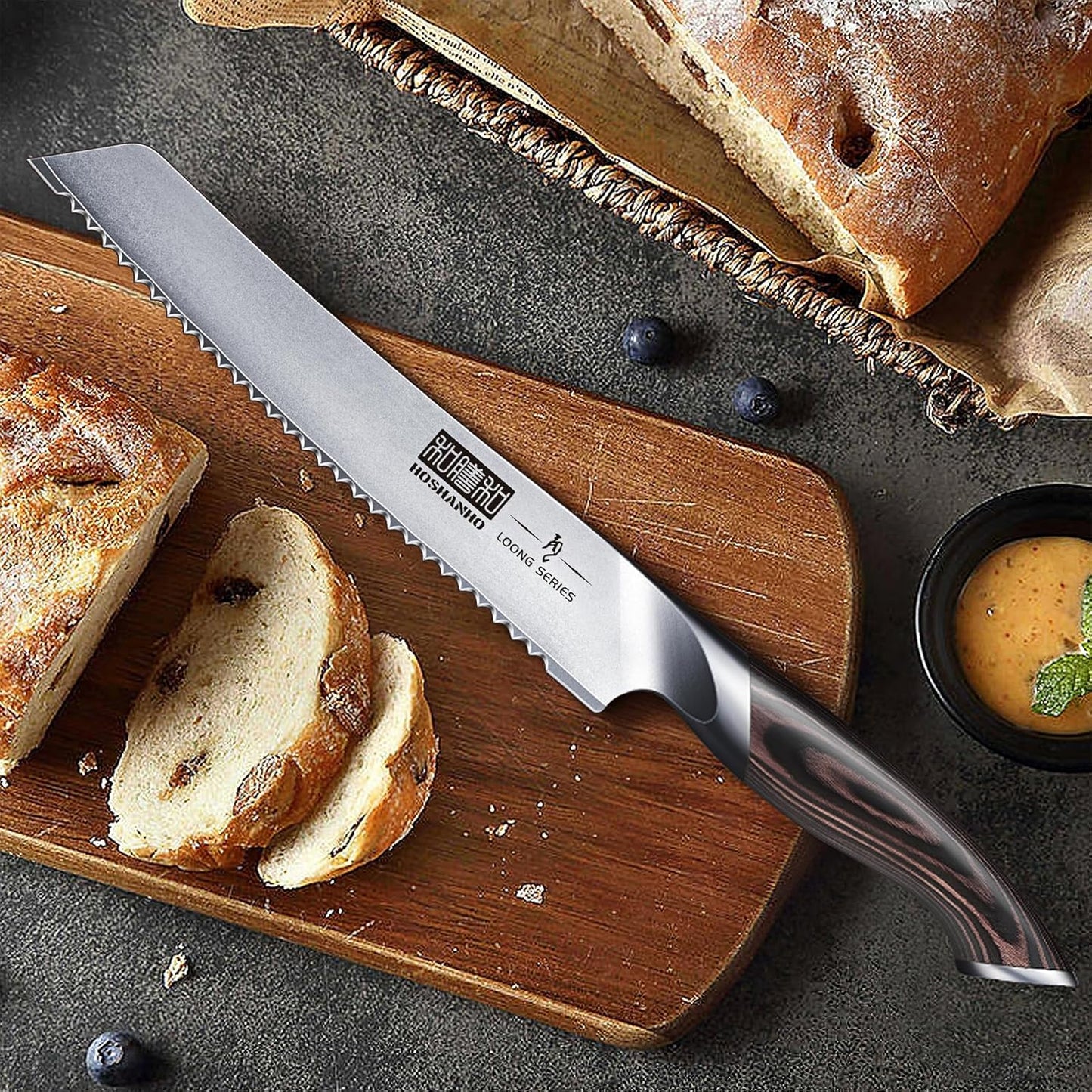HOSHANHO Bread Knife 10 inch, Japanese High Carbon Stainless Steel Serrated Bread Knife, Professional Bread Cutting Knife for Homemade Bread
