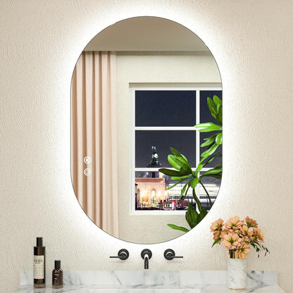 TETOTE 28 Inch Round LED Bathroom Vanity Mirror, Anti-Fog Dimmable Lights IP54 Waterproof Circle Makeup Wall Mounted Mirror