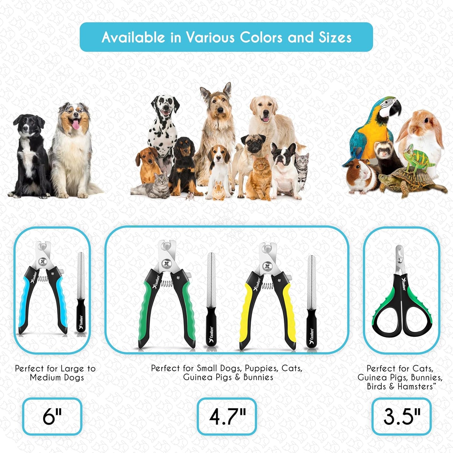 Candure Dog Nail Clippers and Trimmer with Safety Guard to Avoid Over-Cutting Toe Nails- Professional Grooming Razor Edge Blades Pet Nail Clipper with Free Nail File for Small Medium Large Breeds
