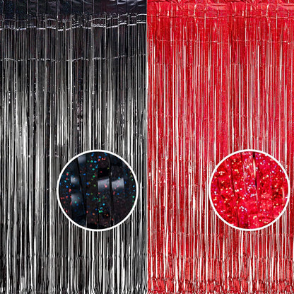 BRAVESHINE Pink Glitter Tinsel Foil Fringe Curtain - 2 Pcs 3.2x8.2 ft Metallic Party Supplies Photo Backdrop for Girl Princess Birthday Unicorn Bachelorette Butterfly Bridal Shower Party Decorations