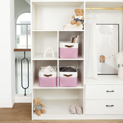 OrganiHaus Large Fabric Storage Baskets for Shelves 3 Pack, 15x11in Closet Storage Bins for Shelves, Cloth Baskets, Fabric Storage Cubes, Linen Closet Organizers, Fabric Basket, White Basket