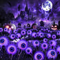 iBaycon 2 Pack 12 LED Solar Eyeball Lights, Halloween Decorations Firefly Lights Outdoor Waterproof, 2 Modes Solar Powered Swaying Light for Yard Garden Landscape Decor (Purple)