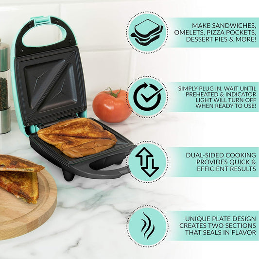 Nostalgia MyMini Personal Sandwich Maker, Nonstick Panini Press, Pizza Pockets, Quesadillas, Mint Green - PuriLite