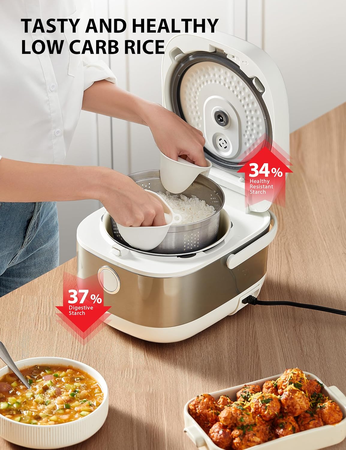 TOSHIBA Rice Cooker Induction Heating, Low Carb Low Sugar Digital Steamer, 5.5 Cups Uncooked Japanese Rice Cooker, 8 Cooking Functions, 24H Timer & Auto Keep Warm