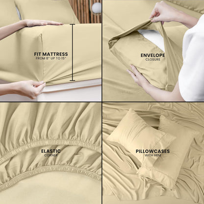 Utopia Bedding Queen Bed Sheet Set - 4 Piece Bedding - Soft Brushed Microfiber Fabric - Shrinkage & Fade Resistant - Easy Care (White)