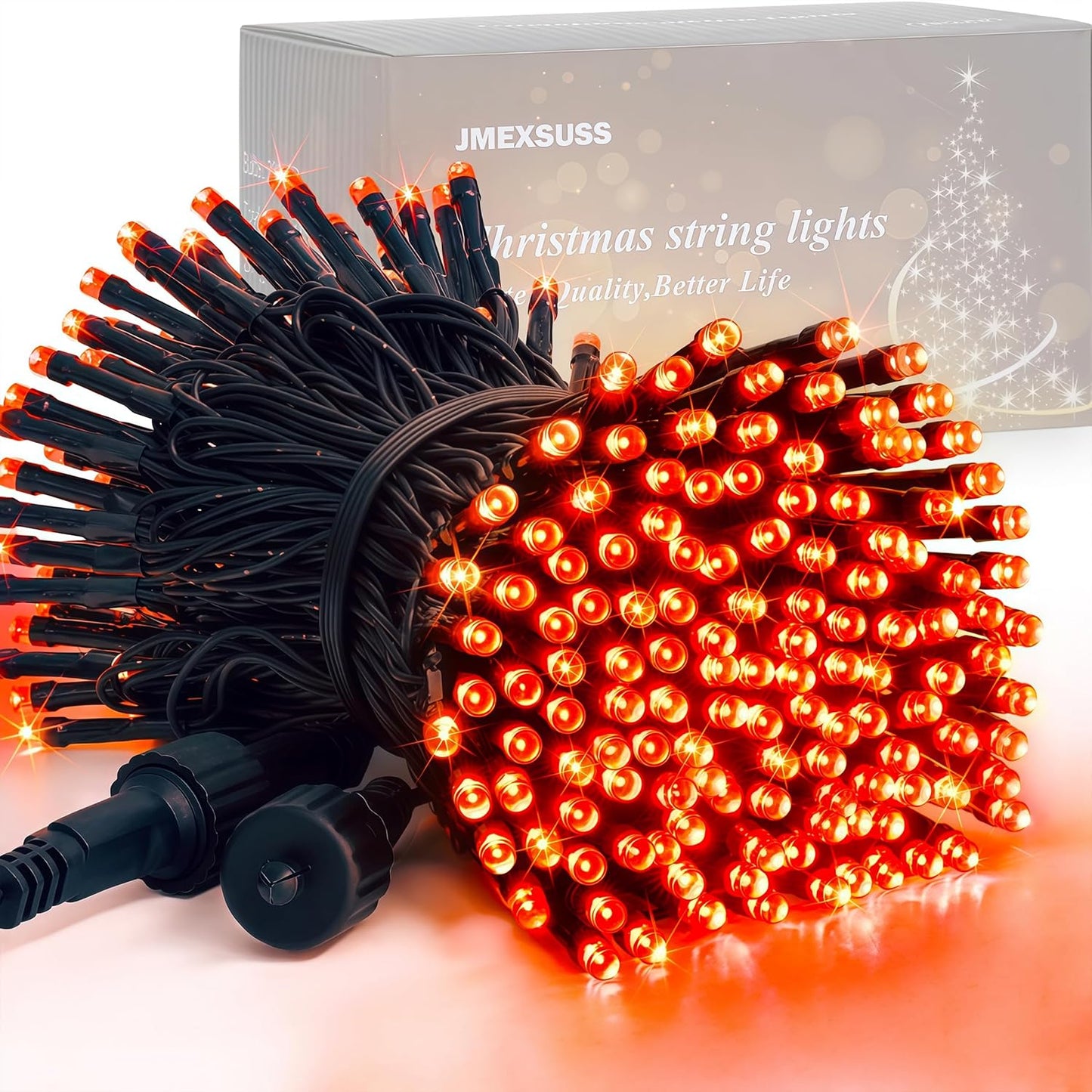 JMEXSUSS 66ft 200 LED Halloween Lights Outdoor, Orange String Lights Clear Wire, 8 Modes Orange Halloween Christmas String Lights Plug in for Tree Indoor Patio Garden Thanksgiving Decorations