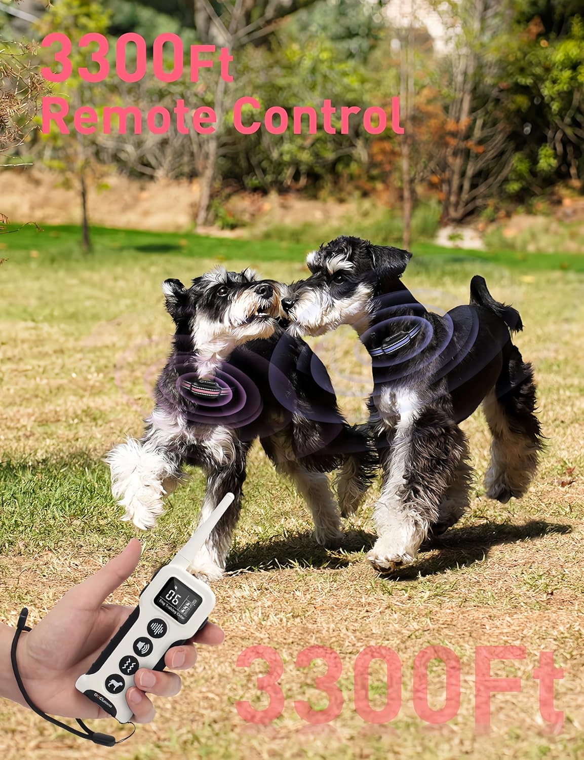 DOGLinsen No Shock Dog Training Collar with Remote 3300ft Range, Vibrating Dog Collar, Vibration Collar for Small Medium Large Dogs, 9 Style Tones and Vibration Collar