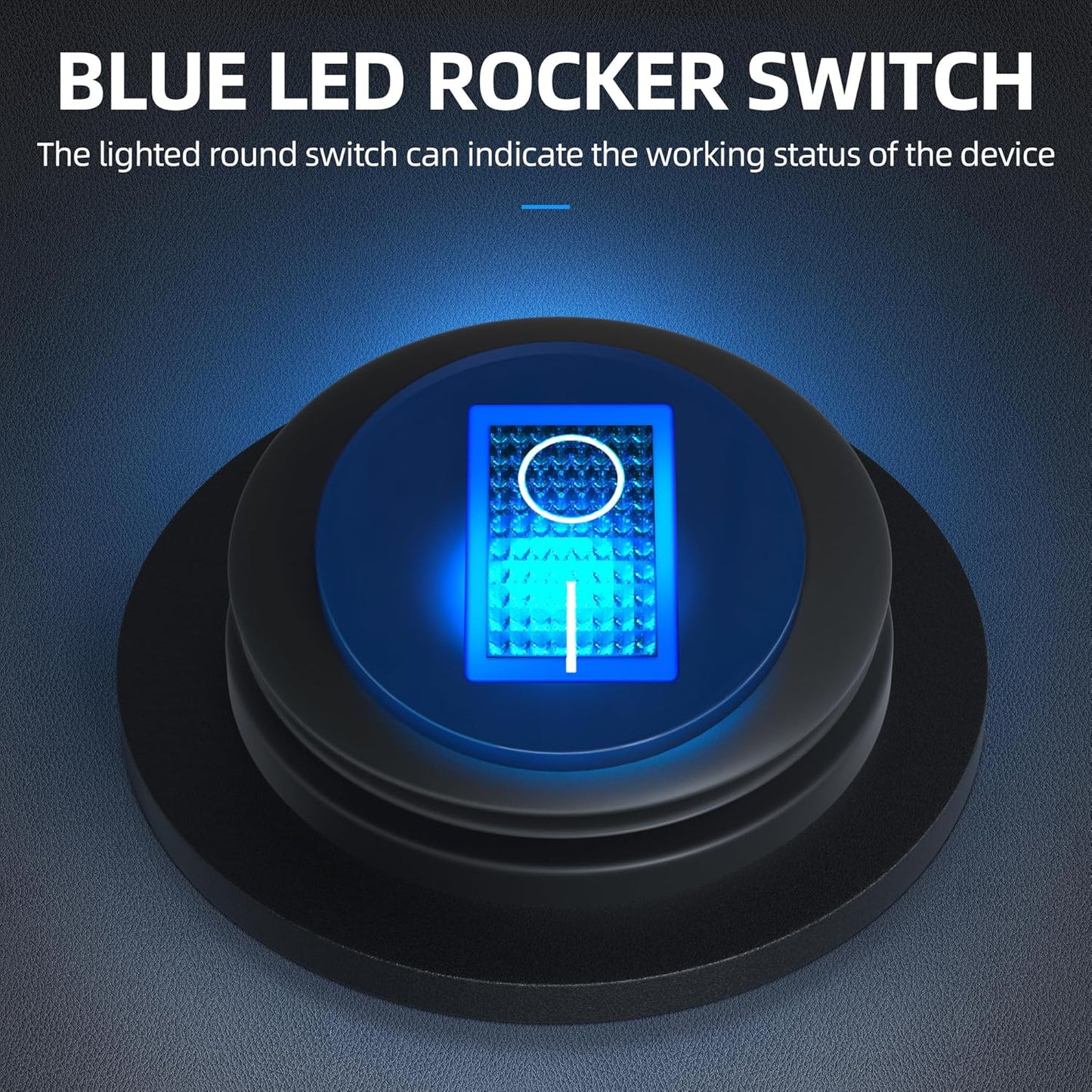 DaierTek Waterproof Round Rocker Switch with Shell UL Listed 12V Blue LED Rocker Toggle Switch Lighted ON Off SPST 3 Pin Rocker Switch 12 Volt for Marine Automotive RV Truck -2PCS