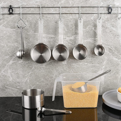 Smithcraft Measuring Cup Set of 8 Stainless Steel Measuring Cups18/8(304) Steel Material Heavy Duty 8 Measuring Cups and 1 Ring Set of 9