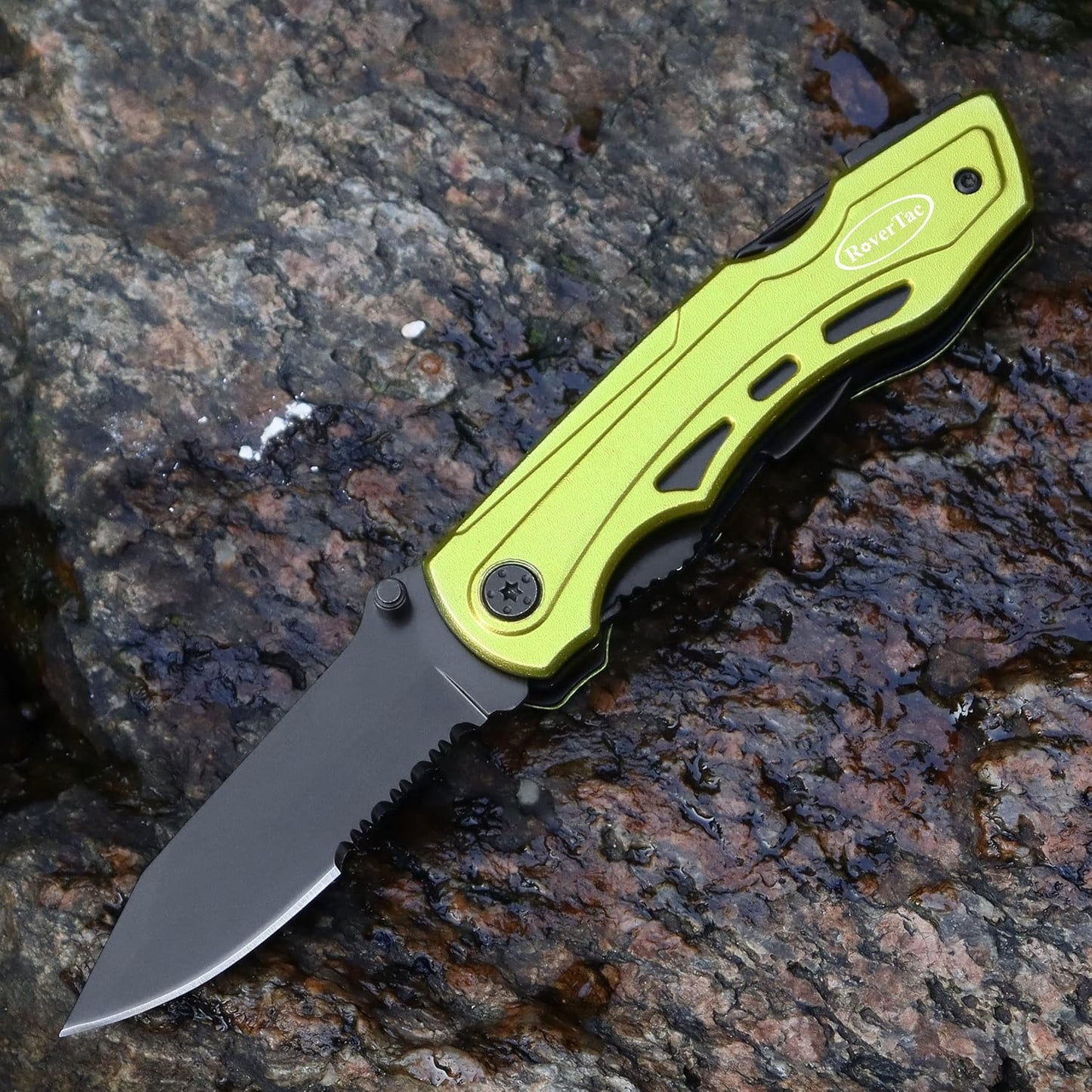RoverTac Pocket Knife Tactical Folding Knife Multi Tool Survival Camping Knife, Multitool Knife Pliers Bottle & Can Opener 9-Pack Screwdrivers Liner Lock Nylon Sheath, Pocket Knife for Camping Hiking