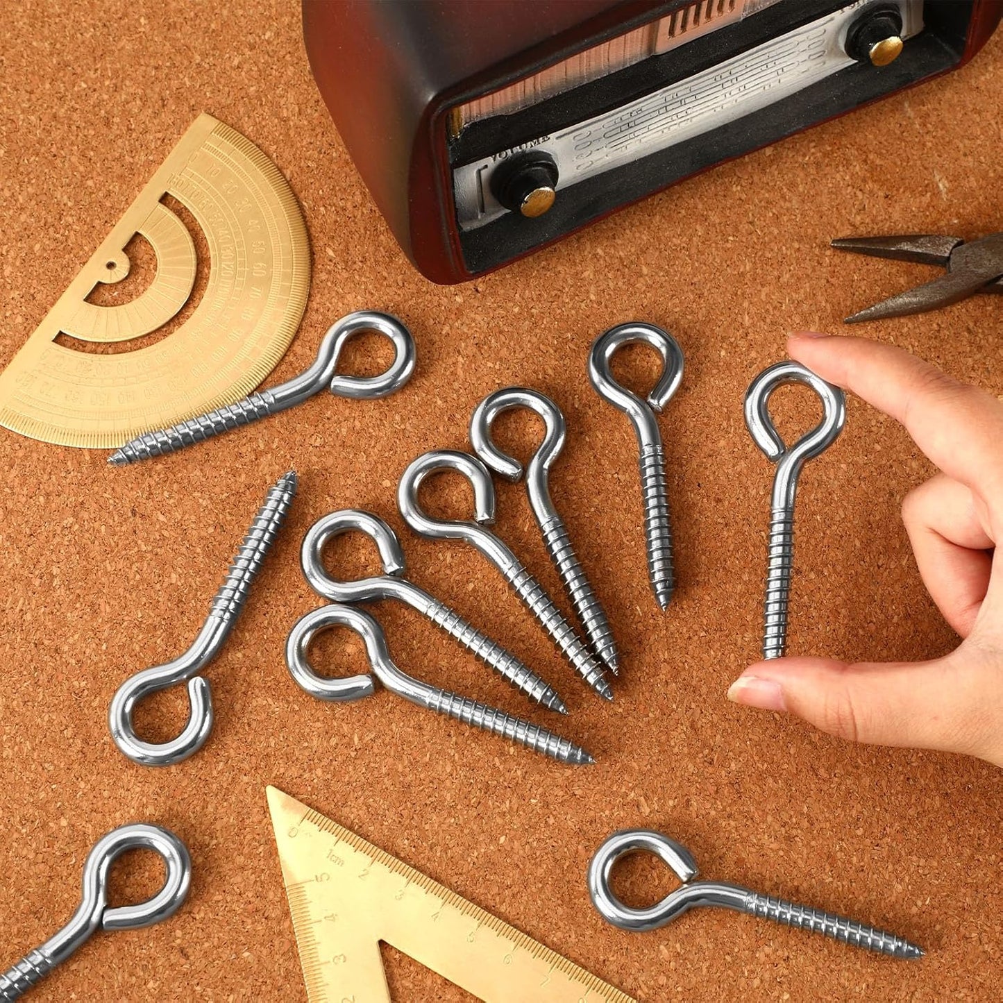AUGSUN Eye Hooks, 12Pack 2.5 Inch Eye Hooks Heavy Duty 304 Stainless Steel Eye Screw,Screw Eyes Metal Screw Hooks Ring Screws Fasteners Hardware Tools
