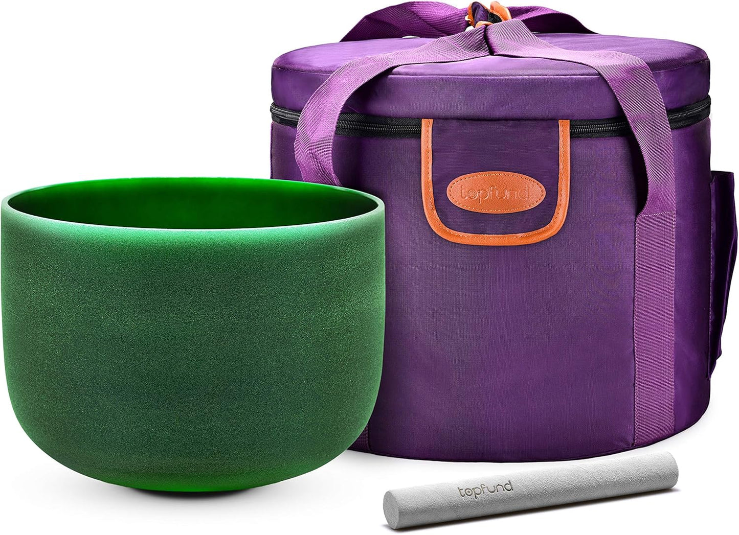 TOPFUND F Note Crystal Singing Bowl Heart Chakra 8 inch with Heavy Duty Carrying Case and Suede Striker