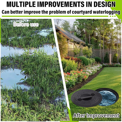 Perforated Sump Pump Basin with Lid, 18.5x16.9x15.7 Inch Heavy-Duty Perforated Sump Pump Bucket, 42 Drainage Holes,Suitable for Yard, Patio Driveway Drainage(Black) (18.5 x 16.9 x 15.7 Inch)