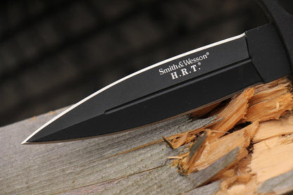 Smith & Wesson SWHRT9B 9in High Carbon S.S. Fixed Blade Knife with 4.7in Dual Edge Blade and TPE Handle for Outdoor, Tactical, Survival and EDC, Multi