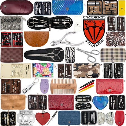 3 Swords Germany - brand quality 10 piece manicure pedicure grooming kit set for professional finger & toe nail care scissors clipper fashion leather case in gift box, Made by 3 Swords (003164)