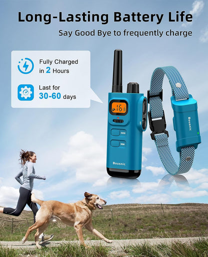 Bousnic Dog Shock Collar with Remote - [New Edition] 4000FT Dog Training Collar for Large Medium Small Dogs (8-120lbs) Waterproof Rechargeable E Collar with Beep, Vibration, Safe Shock (Dark Blue)