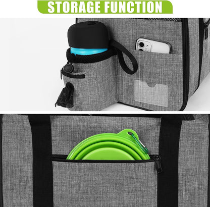 Pecute Cat Carrier Dog Carrier up to 15lbs，Pet Carrier for Cats and Puppies with Foldable Bowl, Soft-Sided Bag with Breathable Mesh, Suitable for Long and Short Trips Travel Camping Outdoor