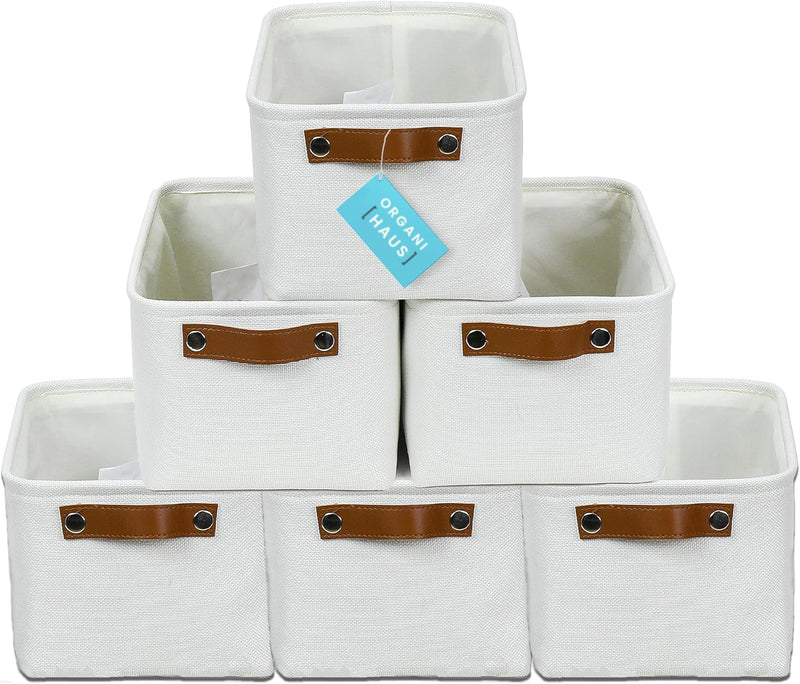 OrganiHaus Large Fabric Storage Baskets for Shelves 3 Pack, 15x11in Closet Storage Bins for Shelves, Cloth Baskets, Fabric Storage Cubes, Linen Closet Organizers, Fabric Basket, White Basket
