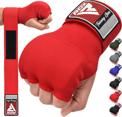 RDX Gel Boxing Hand Wraps Inner Gloves, Quick 100cm Long Wrist Straps, Elasticated, Padded Fist Hand Protection, Muay Thai MMA Martial Arts Punching Speed Bag Training Bandages, Under Mitts Handwraps
