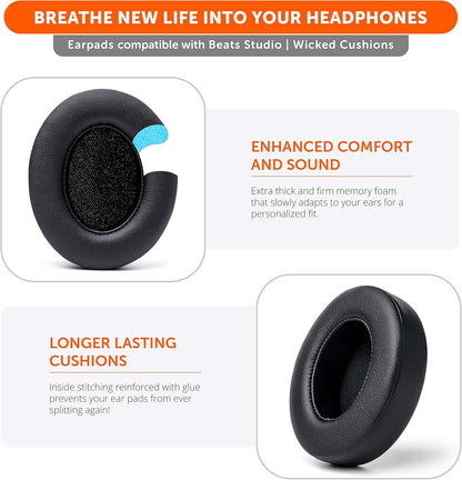 WC Wicked Cushions Replacement Ear Pads for Beats Studio 2 & 3 (B0501, B0500) Wired & Wireless | Does NOT Fit Beats Solo | Softer PU Leather, Enhanced Foam & Stronger Adhesive | Black Floral