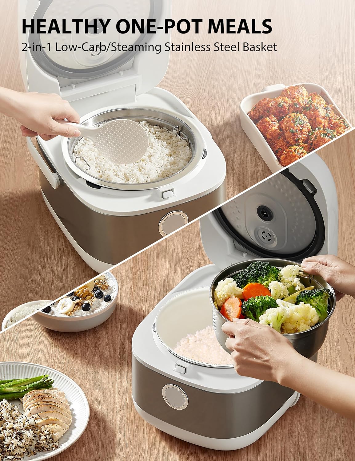 TOSHIBA Rice Cooker Induction Heating, Low Carb Low Sugar Digital Steamer, 5.5 Cups Uncooked Japanese Rice Cooker, 8 Cooking Functions, 24H Timer & Auto Keep Warm